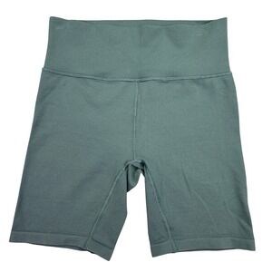 DSG Shorts Women's Size Medium Biker Bike Shorts Long Spandex Green Ribbed‎